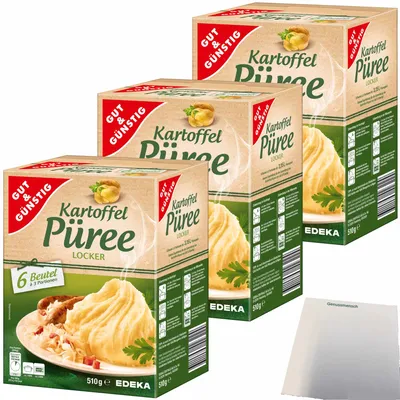 Produktbild von Gut & Günstig Kartoffelpüree 18x3 Portionen (3x510g Packung) + usy Block