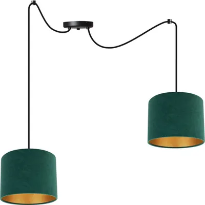 Obrázok produktu pre Milan Spider Pendant Lamp - Závesné svietidlo v tvare pavúka - Stropné svietidlo - Pavúk s 2 hlavicami - Závesné svietidlo z kovu a látky - E27 - Zelená a zlatá