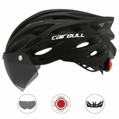 Produktbild von MTB Fahrradhelm Mountain Road Radhelm Objektiv +Krempe Rücklicht 54-61cmHerren Damen Fahrradhelm Mountain Road MTB BMX Schutzhelm Radhelm Rennrad Helm Schwarz