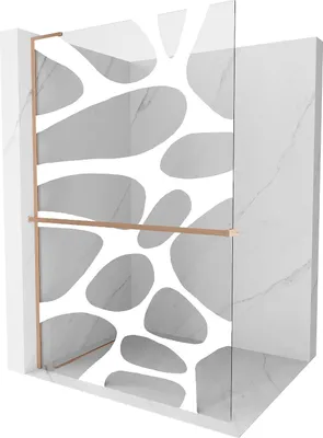 Image de Mexen Kioto+ L paroi de douche avec étagère Walk-in 90 x 200 cm, motif blanc, laiton brossé - 800-090-123-65-97