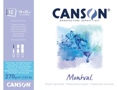 Produktbild von Canson Montval Block einseitiggeleimt, 18 x 25 cm, 12 Blatt, 270 g/m²