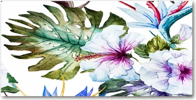 Produktbild von Tulup® Leinwandbild - 140x70 cm - Wandkunst - Drucke auf Leinwand - Leinwanddruck  - Blumen & Pflanzen - Blau - Hawaii Blumen