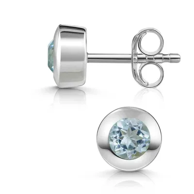 Produktbild von MATERIA by Matthias Wagner Blautopas Ohrstecker Silber 925 blau rund facettiert SO-155-Blautopas