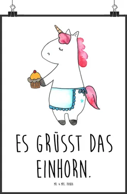Produktbild von Mr. & Mrs. Panda Bild Einhorn Muffin DIN A0 - Weiß - Geschenk, Geburtstagsgrüße, drucke, Wanddekoration, Wandschmuck, Plakat, Unicorn, Geburtstag, wanddeko, Liebesgrüße
