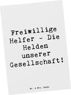 Produktbild von Mr. & Mrs. Panda Postkarte Spruch Freiwilliger Held - Weiß - Geschenk, Danke sagen, Fotokarte, bildkarte, Postkarten, Aufmerksamkeit, Dankeschön, Ansichtskarte, Bedanken
