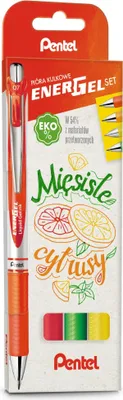 Immagine prodotto di Pentel Zestaw piór kulkowych EnerGel BL77 mięsiste cytrusy 4 szt.