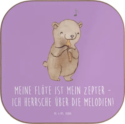 Produktbild von Mr. & Mrs. Panda Untersetzer für Gläser Flötenzauber - Lavendeltraum - Geschenk, Musik, Instrument, Lernen, Musikinstrument, gläseruntersetzer, Melodie, Holzuntersetzer