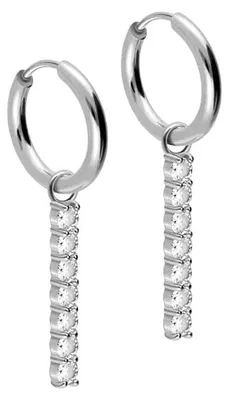 Produktbild von Chirurgenstahl Ohrclicker Creolen KRISTALLBALKEN Silber Innendurchmesser: 10mm + Designstärke: 1,6mm
