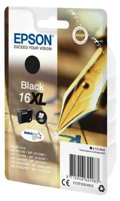 Produktbild von Epson Pen and crossword Singlepack Black 16XL DURABrite Ultra Ink, High (L) Yield, Schwarz, Tinte auf Pigmentbasis, 12,9 ml, 1 Stück(e), 500 Seiten