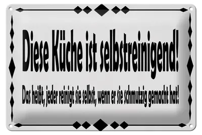 Produktbild von Blechschild  diese Küche ist selbstaufräumend, 30x20 cm, Blechschilder Spruch Küche Kochmütze