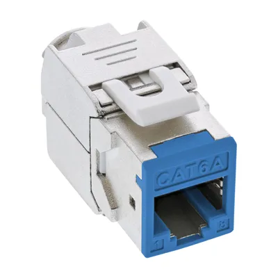 Produktbild von InLine Keystone RJ45 Buchse, geschirmt, Cat.6A, blau 8er Pack, Flach, Blau, RJ-45, LSA, Weiblich, Weiblich