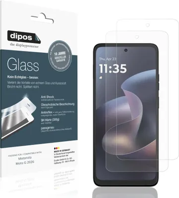 Produktbild von 2x Schutzfolie für Motorola Moto G 2026 matt - Anti-Shock 9H Folie dipos Glass Kunststoffglas