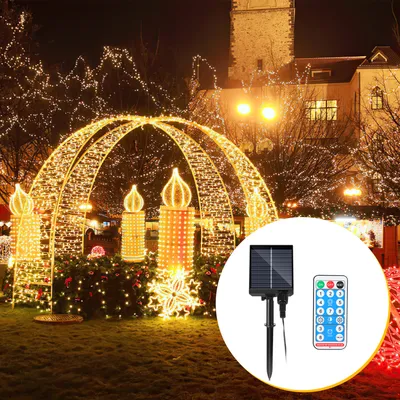 Obrázok produktu pre Jayseuw 100M 100 LED solárne rozprávkové svetlá IP44 8 módov vnútorné vonkajšie ChristmasParty záhrada svadba vodotesné osvetlenie dekorácie teplá biela