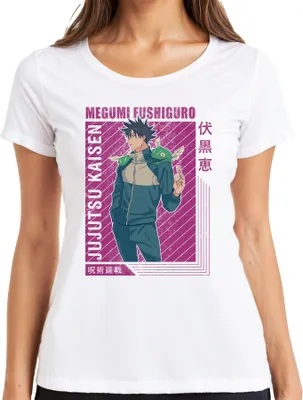 Produktbild von Megumi Fushiguro Jujutsu Kaisen Shikigami Anime Geschenk Retro Damen T-Shirt, Weiß, S