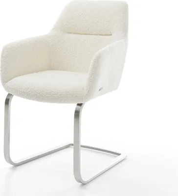 Produktbild von DELIFE Freischwinger Pejo-Flex Bouclé Weiß Freischwinger flach Edelstahl Taschenfederkern
