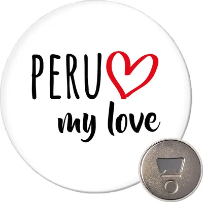 Produktbild von Huuraa Magnet Peru my love 59mm Kühlschrankmagnet rund Flaschenöffner Geschenkidee