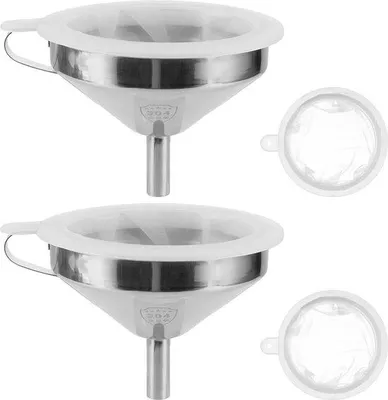 Produktbild von Famanu Trichter Set 2-teilig - Edelstahl mit abnehmbaren Sieben, 17 cm