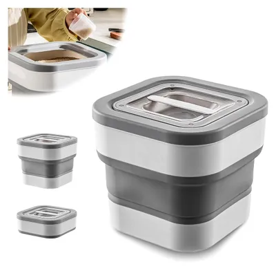 Produktbild von Hundefutterbehälter, zusammenklappbare Futtertonne, 10L Futterbox für Hunde, gut verschließbarer Tierfutterbehälter für Katzenfutter, Hundefutter, Tierfutter, Reis und Müsli