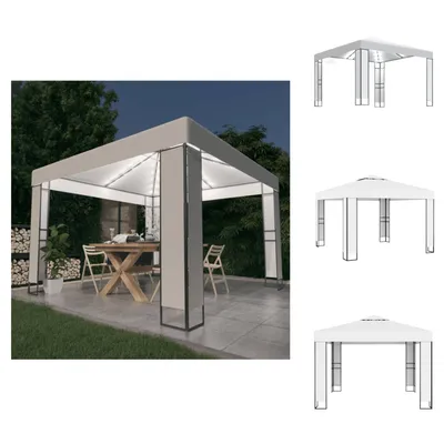 Immagine prodotto di vidaXL Padiglione con doppio tetto e luci LED 3x3 m bianco - Padiglioni e tendoni per feste