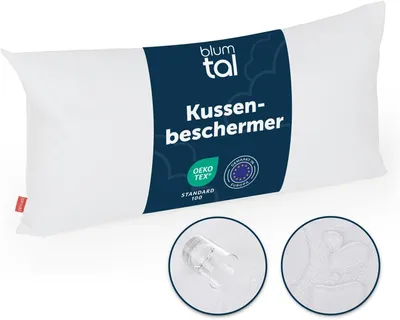 Produktbild von Set aus 2 wasserdichten Kissenbezügen, 60 x 70 cm, Kissenbezüge mit Reißverschluss, atmungsaktiv, gegen Milben,