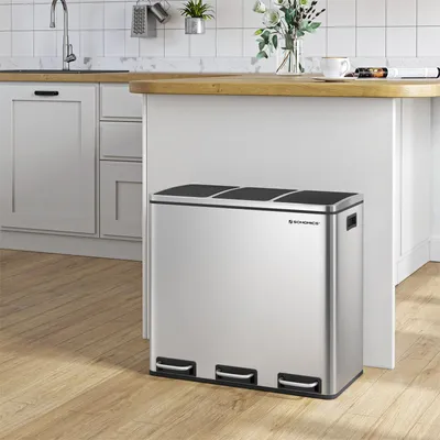 Produktbild von SONGMICS Mülltrenner 3 x 18,0 l silber
