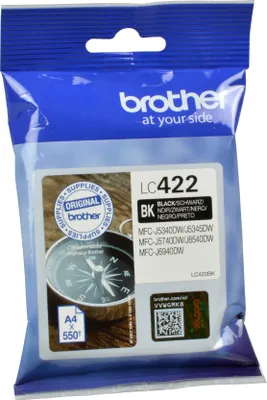 Produktbild von Brother LC422BK, Schwarz, 1 Stück(e), 550 Seiten, Einzelpackung