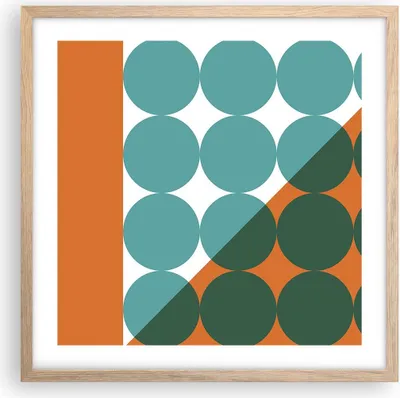 Produktbild von Gerahmtes Poster - Rahmen in heller Eiche - Koliken Türkis Orange - 50x50 cm - Wand Bild - Wanddeko - Wandbilder - Kunstposter - Wandposter - Bilderrahmen - Bilder - Kunstdruck - P2NAC50x50-4606