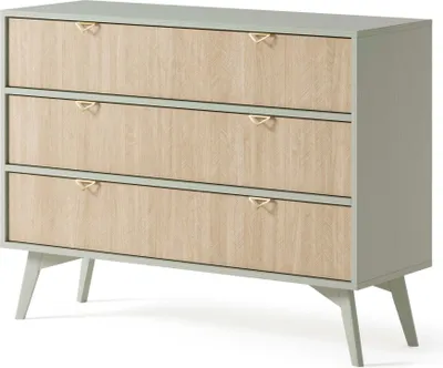 Imagen del producto de FURNLUX, cómoda, color beige y verde, 106 cm / Color principal: beige / Dimensiones: 106 x 80 x 38 cm