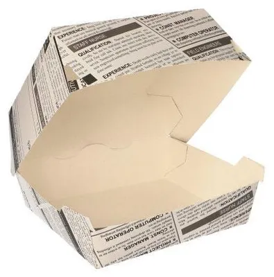 Produktbild von Burgerboxen, Pappe 7 cm x 12,5 cm x 12,5 cm "Newsprint" groß