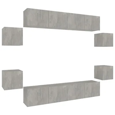 Produktbild von vidaXL 8-tlg. TV-Schrank-Set Betongrau Holzwerkstoff