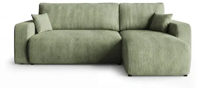 Produktbild von CORNERO Ecksofa mit schlaffunktion PARIS rechts hellgrün Cord Poso 47 - Schlaffunktion, Bettkasten