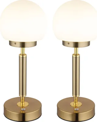 Produktbild von 2x LED Tischleuchte messing, Touchdimmer, Akku, H 28,5 cm