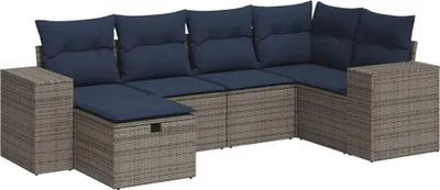 Immagine prodotto di vidaXL Set di divani da giardino a 6 pezzi con cuscini in rattan grigio