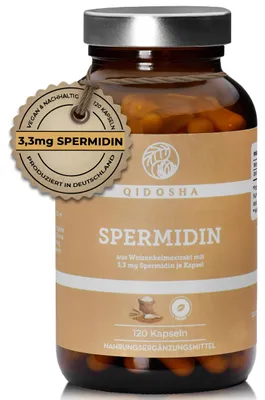 Produktbild von QIDOSHA Spermidin Kapseln hochdosiert 3,3 mg aus Weizenkeim-Extrakt, 120 Kapseln