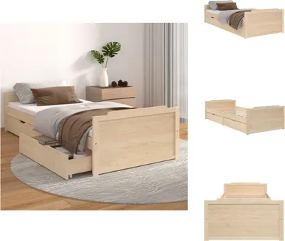 Zdjęcie produktu dla vidaXL Łóżko z litego drewna z szufladami sosna 90x200 cm - Łóżka i ramy łóżek