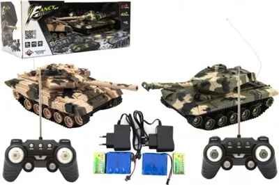 Produktbild von Tank RC 2ks 25cm bojový tank + dočasné balenie 27MHZ a 40MHz kamufláž so zvukom a svetlom v kr. 50x20x23cm