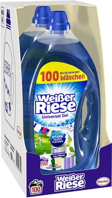 Produktbild von Weißer Riese Universal Gel Flüssigwaschmittel 2x100 Waschladungen gegen Flecken