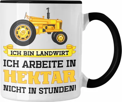 Produktbild von Trendation - Landwirt Geschenk Tasse Landwirtschaft Geschenke für Männer Traktor Spruch Kaffeetasse (Schwarz)