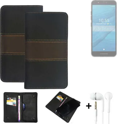 Produktbild von K-S-Trade Handyhülle + Kopfhörer kompatibel mit Fairphone Fairphone 3 Schutzhülle Walletcase Bookstyle Tasche Schutz Case Hülle Wallet Cover