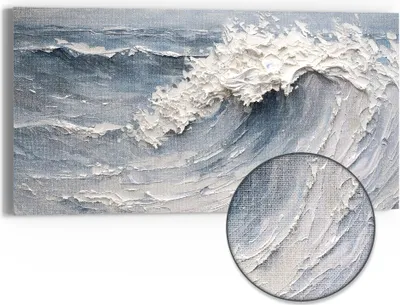 Produktbild von DEQORI Hybrid Leinwand Bild 60x30 cm 'Sturm der Stille' Wandbild Glas flach modern