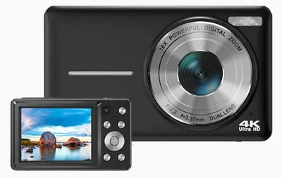 Productafbeelding van Siltcon® Digitale Camera - 4K Ultra HD & 64MP - Fotocamera - Mini Camera - Fototoestel - Vlog Camera voor Kinderen - Compact Camera - Foto & Video - Dual Lens - 16x Zoom - Incl. 64GB SD