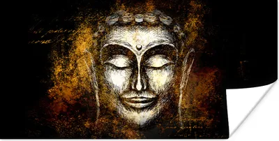 Produktbild von MuchoWow® Poster Buddha - Silber - Gold 160x80 cm - Foto Poster