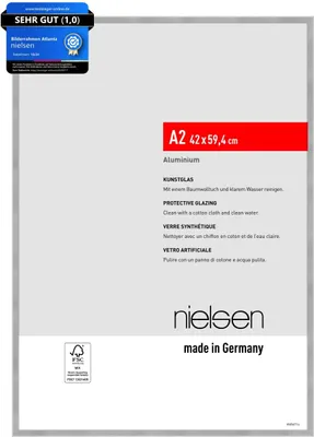 Produktbild von nielsen Aluminium Bilderrahmen Atlanta, 42 x 59,4 cm (A2), Struktur Silber Matt