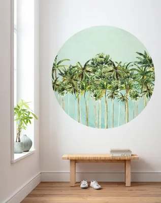 Produktbild von Komar Vlies Fototapete rund und selbstklebend - Coconut Trees - Größe: 125 x 125 cm (Breite x Höhe)