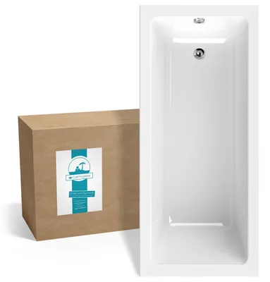 Produktbild von Calmwaters® Rechteck-Badewanne 170x75 cm, Acrylwanne Modern Square, ergonomische Körperformbadewanne, Maße 170 x 75 cm, Rechteckbadewanne Weiß, 02SL3311