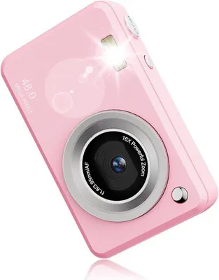Zdjęcie produktu dla Cyfrowy aparat - aparat dla dzieci, kamera do vlogów - robienie zdjęć - 48 MP, Full HD - 32 GB pamięci - różowy