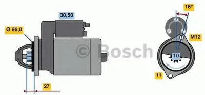 Produktbild von BOSCH 0 986 024 030 Starter Anlasser 1,7kW für AUDI A4 Avant (8K5, B8) 12V