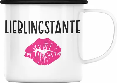 Produktbild von Trendation - Beste Tante Ever Emaille Tasse Geschenk Geburtstag Weihnachten Lustig Geschenkideen von Nichte Lieblingstante (Schwarz)
