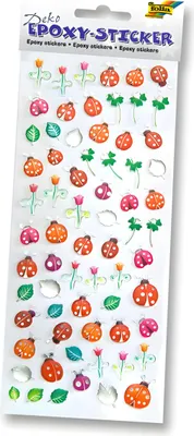 Produktbild von Folia 3D Deko Epoxy Sticker, Motiv Blumen & Marienkäfer Ganzjahr Set 6, mehrfarbig (1 Set)