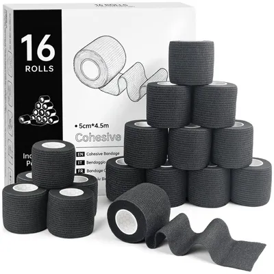 Obrázok produktu pre Elastická, samolepiaca obväz, 5 cm x 4,5 m, čierna, určená na športové zranenia